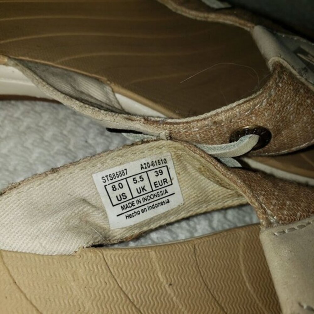 Sperry Topsiders -Womens Leather Sandals Shoes Cream Tan Size 8 Boat Nautical - Picture 7 of 8